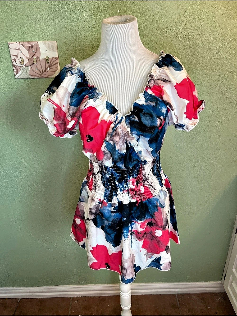 Abstract Shirt in Pink & Blue Size XL